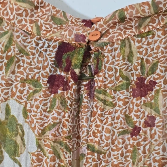 Vero Moda chiffon high neck long sleeves floral dress  color rust,burgundy - Picture 6 of 8